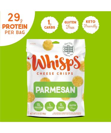 Whisps Cheese Crisps Variety Pack - Parmesan, Asiago, & Cheddar Cheese Snacks - Keto Friendly, High Protein, Low Carb, Gluten & Sugar Free - 2.12 Oz (Pack of 6) - Buy Online on GoSupps.com
