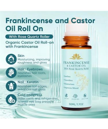 Frankincense & Castor Oil Roll-On with Rose Quartz Roller Cold-Pressed Organic Castor Oil Face Oil for Firming & Hydrating Skin Roll On for Face Neck & Body 50ML / 1.7OZ - Buy Online on GoSupps.com