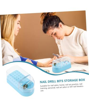 HAPINARY Nail Art Polishing Head Organizer Box Storage Rack Plastic Anti-dust Nail Bit Holder 12x6cm Blue - Buy Online on GoSupps.com