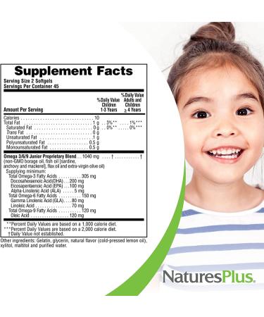 Nature's Plus Animal Parade Omega 369 Junior - 90 Softgels, Natural Lemon Flavor - Buy Online on GoSupps.com