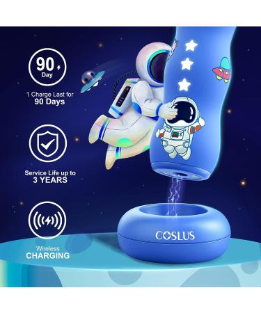 Kids Sonic Electric Toothbrush with LED Light | 3 Cleaning Modes & Timer | Rechargeable & Waterproof | 2 Soft Bristles | Ages 3+ - Blue - Buy Online on GoSupps.com