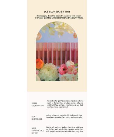 3CE Blur Water Tint (4.6g) - Sepia Shade | Blurry Finish for Soft, Smear-Proof Lips with Sun Cream (3 x 1ml) - Buy Online on GoSupps.com