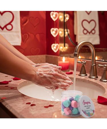 Loopeer 18 Pcs Valentine's Day Mini Heart Shaped Conversation Hand Soap Valentines Words Design Soaps in a Jar Valentines Gift Party Favors Handmade Soap for Party Favors(Pink Purple Green) - Buy Online on GoSupps.com