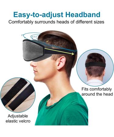 3D Contoured Cup Eye Mask for Sleeping | Block Out Light | Soft Comfort | Men Women | Travel Yoga Shift Work Naps | Grey - Buy Online on GoSupps.com