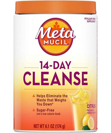 Metamucil 14-Day Cleanse Psyllium Husk Fiber Supplement Sugar-Free - Citrus - 30 Servings