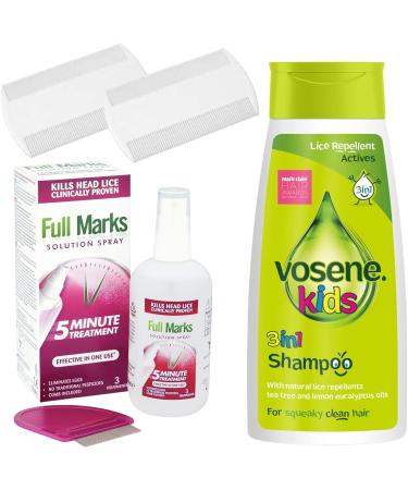Headlice Treatment & Repellent Set: Full Marks Headlice Killer, Vosene Kids Shampoo, RobertScotts Nit Combs - Buy Online on GoSupps.com