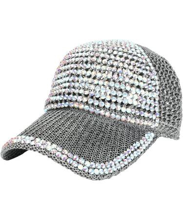 Women's Studded Rhinestone Sun Cap | Adjustable Ponytail Mesh Baseball Cap | Bling Casual Sports Hat | Khaki - Buy Online on GoSupps.com