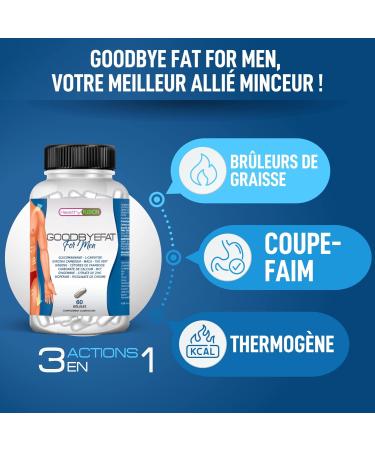 GOODBYE FAT FOR MEN | Powerful Slimming Body Shaper for Men | Fat Burner | Appetite Reducer | Stimulates Metabolism | Improves Your Appearance by Eliminating Fat and Kilos | 60 Count - Buy Online on GoSupps.com