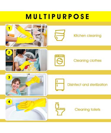 Wllhyf Reusable Rubber Cleaning Gloves - 2 Pairs Waterproof Kitchen & Household Gloves | Flexible & Durable for Dishes & Cleaning - Buy Online on GoSupps.com
