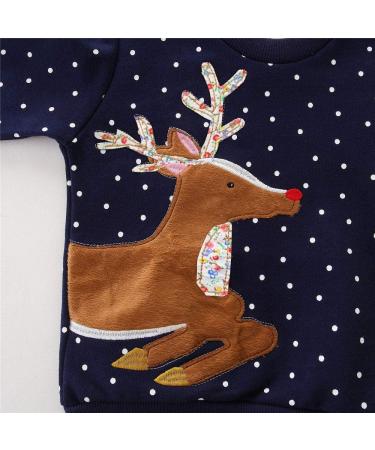 Little Hand Baby Girls Christmas Sweatshirt | Xmas Jumper Toddler Tees | Reindeer/Navy Blue | Ages 1-8 Years - Buy Online on GoSupps.com