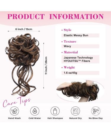 REECHO Tousled Updo Messy Bun Hair Piece for Women - Chocolate Brown with Highlights - Buy Online on GoSupps.com