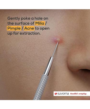 Suvorna Skinpal S35 Milia Remover Tool for Pimple, Blackhead, Whitehead, Pore, Comedone, Boil - Acne Extractor and Pimple Popper with Lancet Needle for Face Popping - Buy Online on GoSupps.com