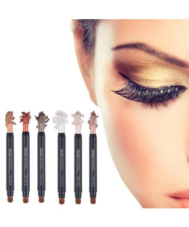 6 Colors Eyeshadow Stick Set 6 Colors Shimmer Glitter Pearl Eye-Shadow Stick Eyeshadow Crayon Shimmer Waterproof and Long-Lasting Eye Shadow Cream Stick for Smoky Eye Brightener Makeup