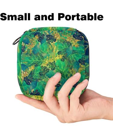 Portable Tropical Green Leaf Storage Bags for Women's Bandages & Menstrual Pads | Multi-Colored Organizers for School & Office - Buy Online on GoSupps.com