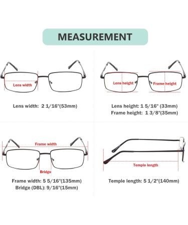 Eyekepper 3-Pack Large Metal Reading Glasses for Men - Rectangular Spring Temple Black +2.50 Strength - Buy Online on GoSupps.com