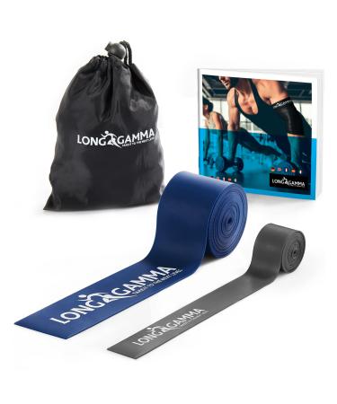 Long Gamma Flossing Bands - 2 Set latex compression muscle tapes strength training medical tapes for rehabilitation - improvement in mobility and acceleration of recovery blue