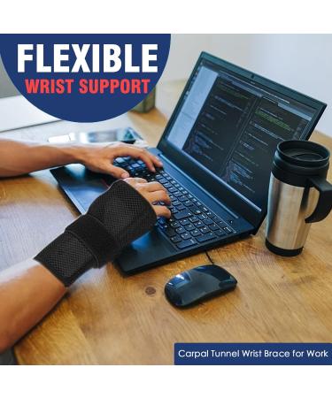 Paskyee Adjustable Carpal Tunnel Wrist Brace for Pain Relief - Left/Right Hand Support L/XL - Arthritis & Tendonitis Relief - Buy Online on GoSupps.com
