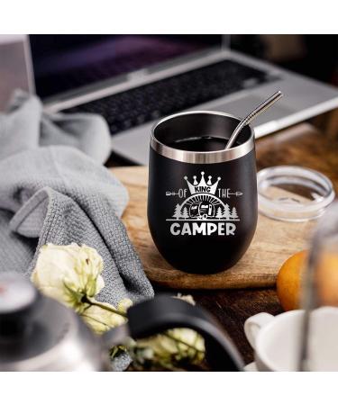 Coolertaste King Of The Camper Wine Tumbler - 12oz Happy Camper Gift for Campers Outdoors - RV Hiking Camping Coffee Mug - Buy Online on GoSupps.com