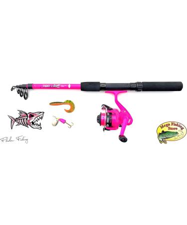 Children's Fishing Starter Set - Telescopic Spinning Combo Rod & Reel in Green Orange Pink | Perfect Beginner Fishing Gear - Buy Online on GoSupps.com