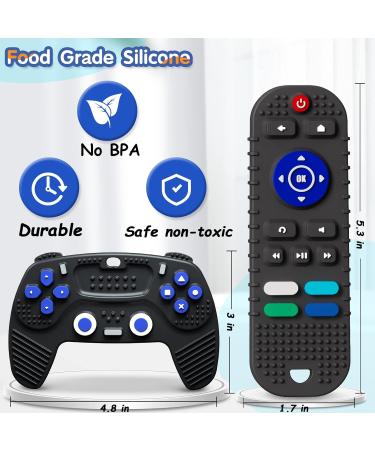 Mgtfbg 2-Pack Silicone TV Remote & Gaming Handle Teething Toys for Babies 6-18 Months - Baby Molar Teether Chew Toys Gift Set (Black) - Buy Online on GoSupps.com