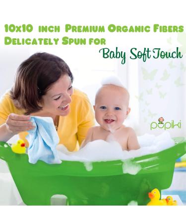 Pupiki Bamboo Baby Washcloths - Soft & Gentle on Sensitive Skin | 10x10 Colorful Baby Towels for Face & Body | Machine Washable Bag Included - Buy Online on GoSupps.com
