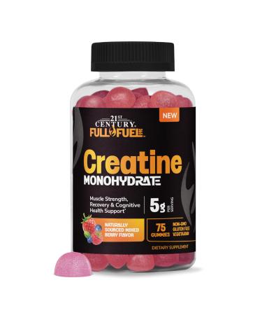 21st Century Full Fuel 365 Creatine Monohydrate Gummies 5g Per Serve Muscle Strength Recovery & Cognitive Support Mixed Berry Flavor 75 Gummies