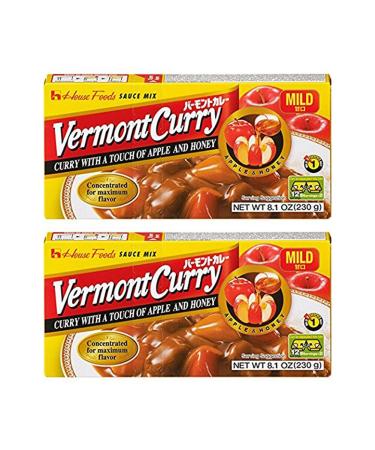 2 Packs  House Foods Vermont Curry Mild 8.11 Oz (230g) 8.11 Ounce (Pack of 2)