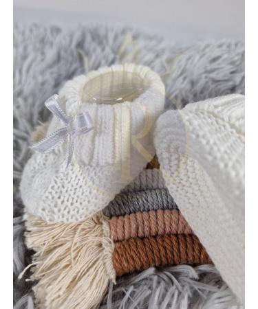 Royal Icon Newborn Baby Booties with Bow | Soft Knitted Bootees for 0-3 Months | White RI354 - Buy Online on GoSupps.com