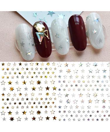 KITBE 7 Sheets Star Nail Art Stickers - Bronzing Black White Nail Decals for Acrylic Nails - Manicure Tips for Women and Kids - Buy Online on GoSupps.com