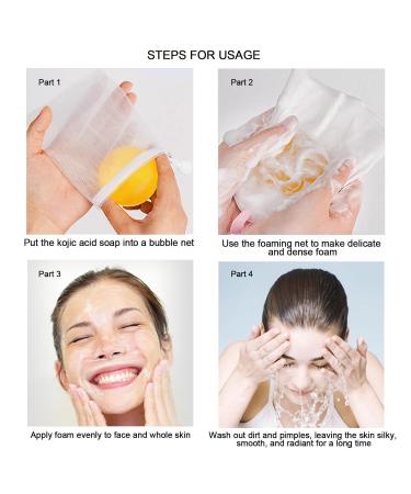 Kojic Acid Soap Bars 200g - Vitamin C E Retinol & Collagen | 2 Pack Turmeric Bath Soap for Men & Women - Foaming Net Included - Buy Online on GoSupps.com