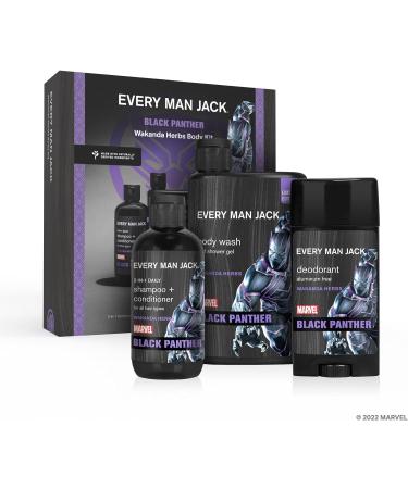 Every Man Jack Black Panther Bath and Body Gift Set for Men | Body Wash Shampoo & Deodorant | Clean Ingredients - Buy Online on GoSupps.com
