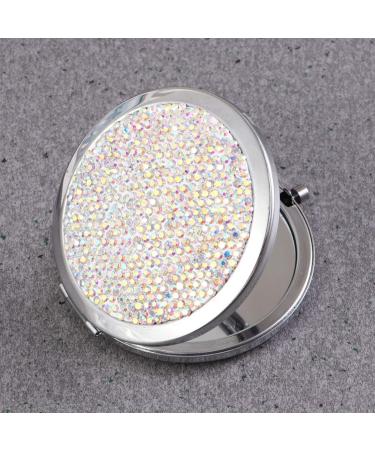 Lurrose Travel Wallet Bling Compact Mirror Round Folding Mirror Double- sided Cosmetic Mirror Portable Pocket Mirror Rhinestone Mirror for Travel and Home Use (Colorful White) Travel Mirror - Buy Online on GoSupps.com