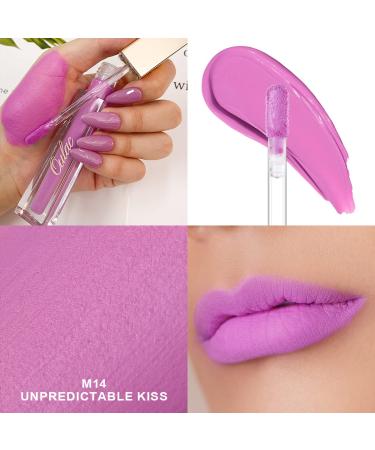 Oulac Matte Liquid Purple Lipstick | Long Lasting, Waterproof Lip Stain | Vegan & Cruelty-Free with Rose Oil | High Pigmented Formula | Light Purple M14 Unpredictable Kiss - Buy Online on GoSupps.com