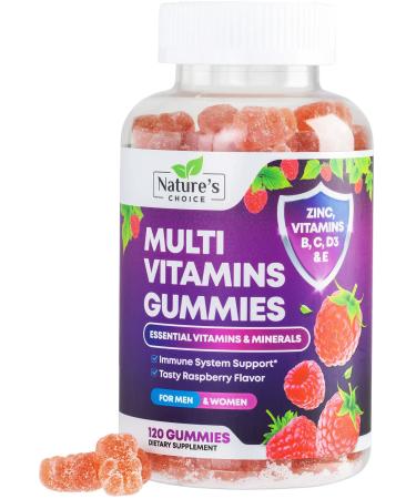 Multivitamin Gummies - Nature's Daily Gummy Multivitamins for Adults Women & Men with Vitamins A C E B6 B12 and Minerals - Natural Multi Vitamin Supplement Non-GMO Berry Flavor - 120 Gummies 120 Count (Pack of 1)