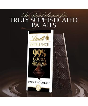 Lindt EXCELLENCE 99% Cocoa Dark Chocolate Bar 1.8 oz 12 Pack - 99% Cocoa Dark Chocolate Noir 1.8 oz (Pack of 12) - Buy Online on GoSupps.com