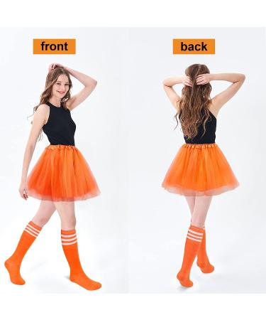 Simplicity Women Costume Set: 4 Layered Tulle Tutu Skirt & Tube Socks in Orange - Buy Online on GoSupps.com