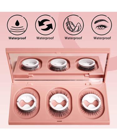 SAOTAENG Reusable Self-Adhesive Eyelashes - Stable, Easy to Apply, Waterproof, Natural Look - No Lashes or Glue Needed - 3 Pairs Pink Box - Perfect Gift for Women - Buy Online on GoSupps.com