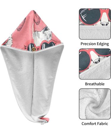 Shop Cat Sunglasses Pink Hair Towel 2 Pack | Super Absorbent Quick Dry Hair Turbans for Women & Girls - Buy Online on GoSupps.com