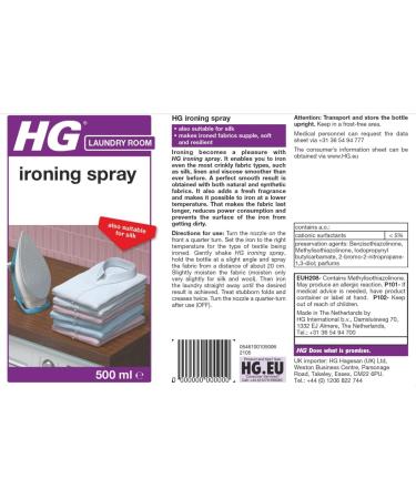 HG Ironing Spray 500ml - Creaseless Ironing and Wrinkle Release Solution for All Fabrics - Fresh Fragrance - Easy Ironing and Pressing - 461050106 - Buy Online on GoSupps.com