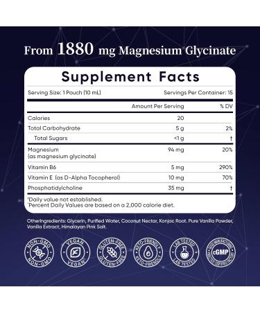 FORTILUME Liposomal Magnesium Glycinate 1880mg High Bioavailability Magnesium Liquid for Sleep Support & Muscle Function Gentle on Stomach Vanilla Flavor Vegan 15 Servings - Buy Online on GoSupps.com