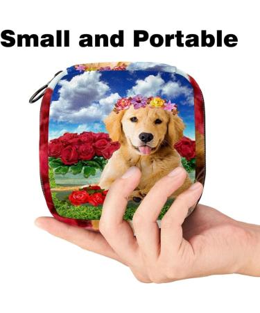 Labrador Dog Wreath Storage Bag | Portable Menstrual Cup & Pad Pocket for Women Teens & Girls - Buy Online on GoSupps.com