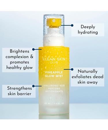 Clean Skin Club Pineapple Glow Mist with Hyaluronic Acid, Peptides, Papaya & Coconut Extracts - Hydrating Face Spray | Vegan & Cruelty Free - Buy Online on GoSupps.com