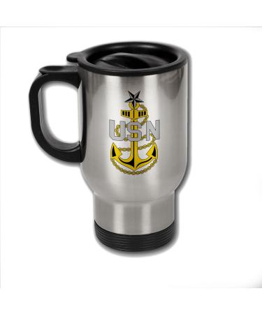 ExpressItBest Stainless Steel Coffee Mug with U.S. Navy Senior Chief Petty Officer rank