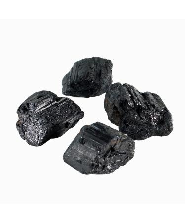 Soulnioi Crystals and Healing Stones 4pcs Raw Black Tourmaline Obsidian Stones for Protection Security Meditation