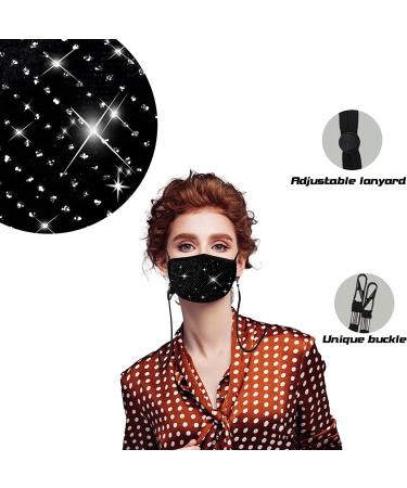 Washable Fashion Velvet Reusable Cloth Face Mask for Women - Rhinestone Bling Sparkle Purple Pink Black Peach - Buy Online on GoSupps.com