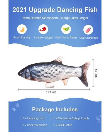 Potaroma Floppy Fish Cat Toy 2021 Upgraded | SilverVine & Catnip | Realistic Interactive Wiggle Fish 11 for Cats & Small Dogs - Buy Online on GoSupps.com