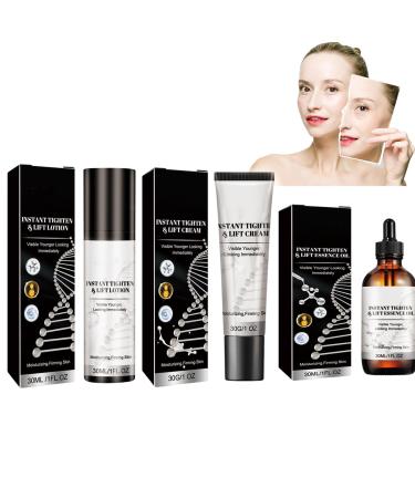 Instant Face Lift Skincare Set - Instant Tightening & Lifting Serum Cream Essential Oil Women Beauty Gift Skin Care Kit Smooth Loose Sagging Skin Puffiness Face Tightener Fine Lines & Wrinkles