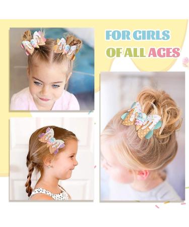 Ice Cream Hair Bows for Girls - 4 Pcs Glitter Hair Clips - Sparkly Alligator Toddler Bows for Birthday Party - Kids Hair Accessories - Buy Online on GoSupps.com