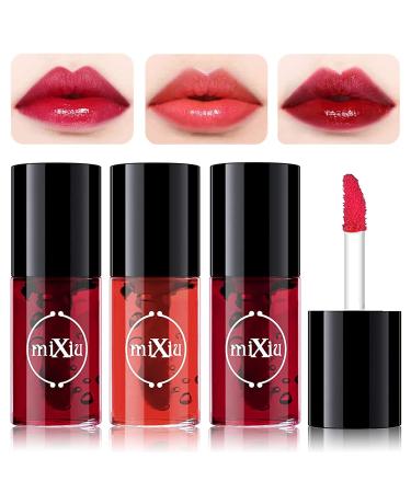 3 Colors Lip Stain Tint Set, Waterproof&Long Lasting Mini Liquid Lipstick Hydrating Moisturizing Lip Cheeks And Eyes,Natural Glossy Korean Lip Tint Stain Easy Application, Non-Sticky,Shimmery All Day(3#4#5) 345