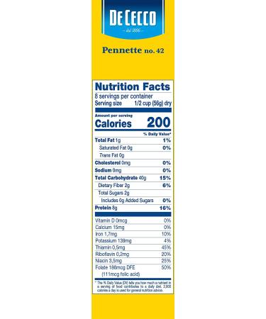 De Cecco Semolina Pasta Pennette No.42 16 Ounce (Pack of 5) - Premium Italian Pasta Bundle - Buy Online on GoSupps.com